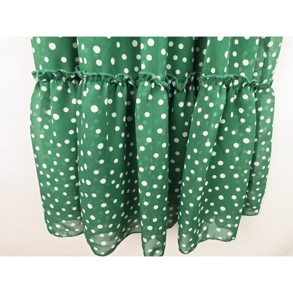 Kate and Lily Dress Women's Size 4 Green Polka Dot Sleeveless High Neck Ruffle - Picture 5 of 13